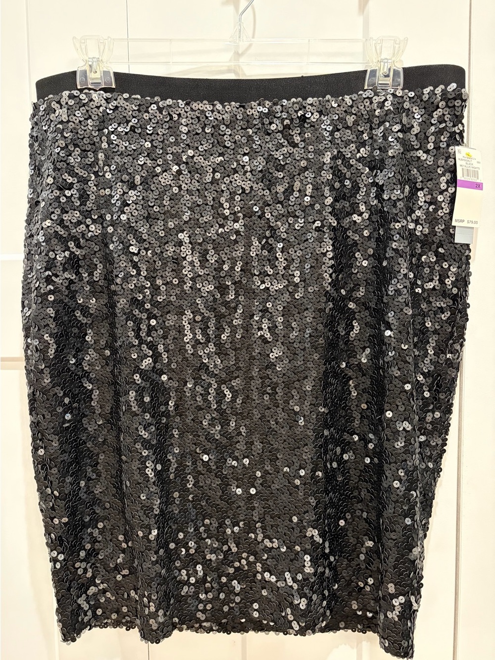 Harper Black Sequin Pencil Skirt